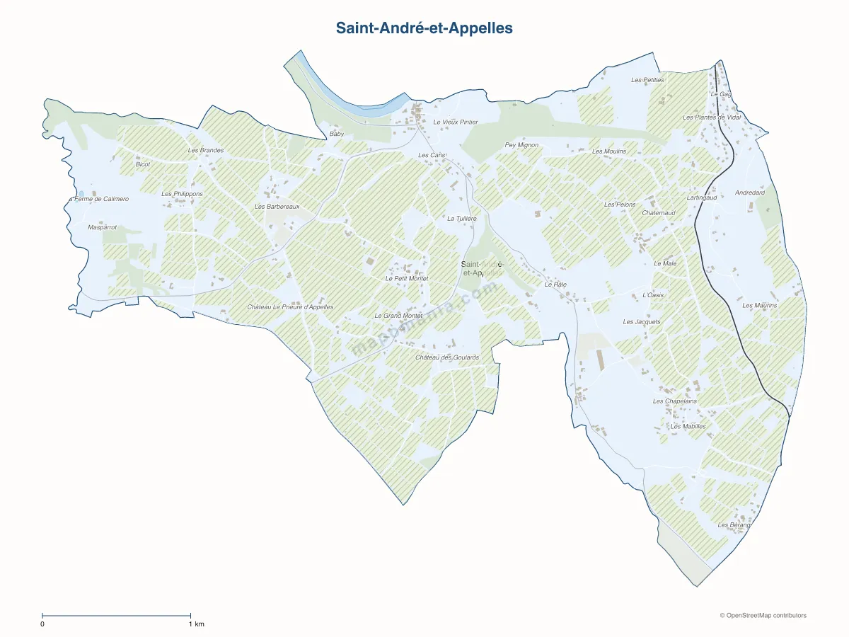 Carte de Saint-André-et-Appelles à personnaliser