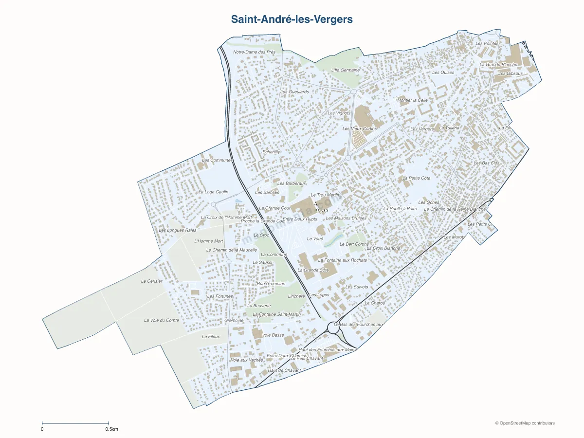 Carte de Saint-André-les-Vergers à personnaliser