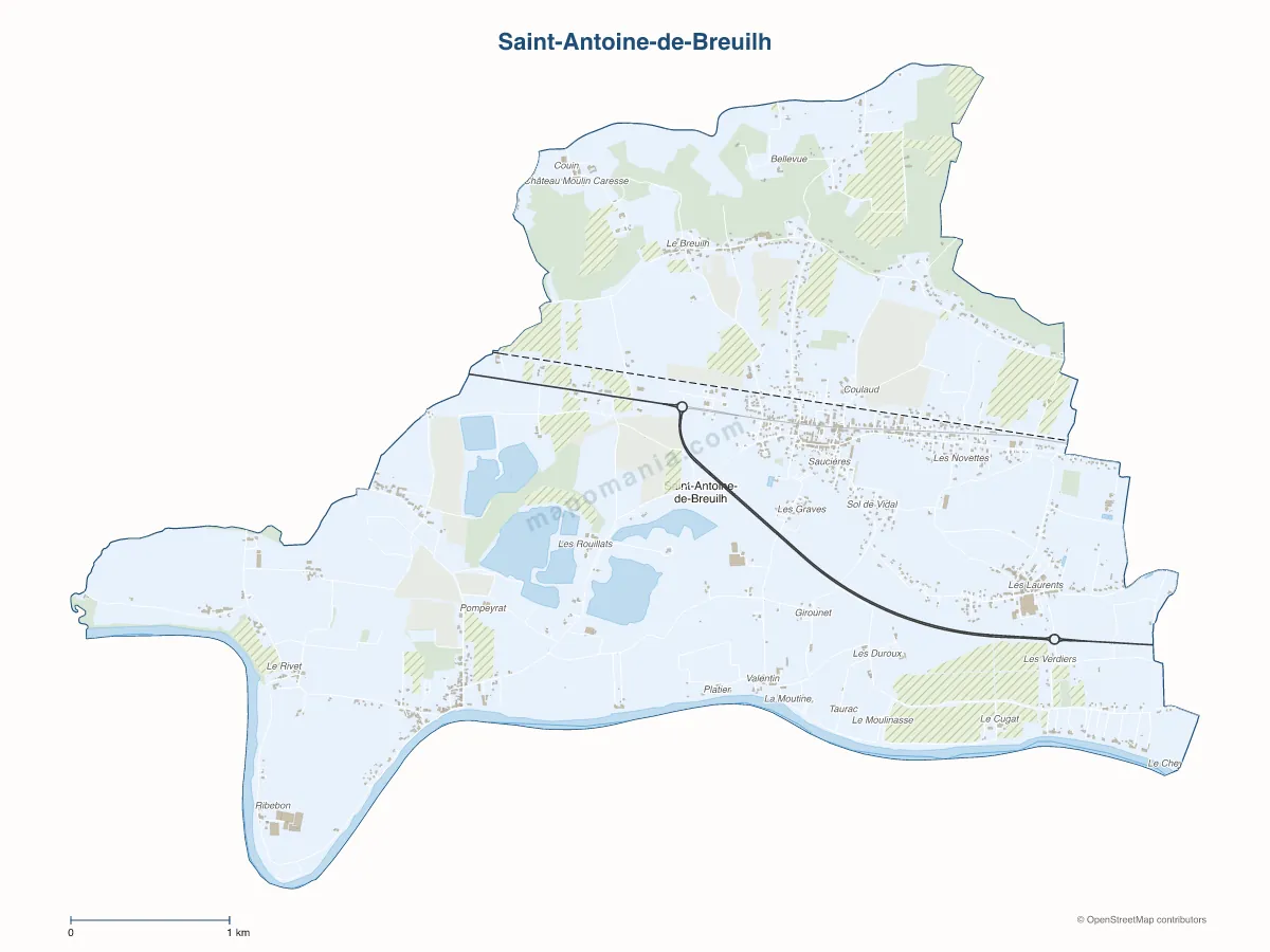 Carte de Saint-Antoine-de-Breuilh à personnaliser