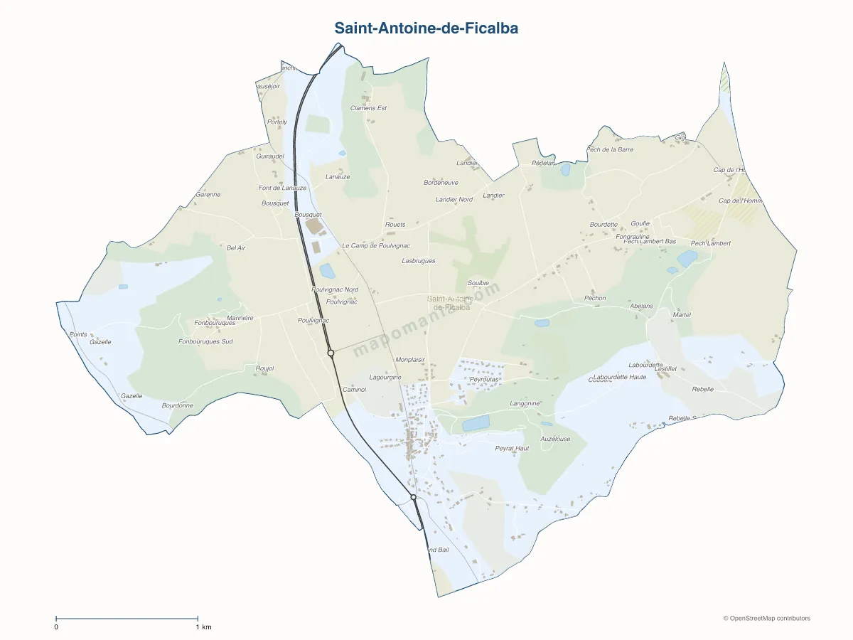 Carte de Saint-Antoine-de-Ficalba à personnaliser