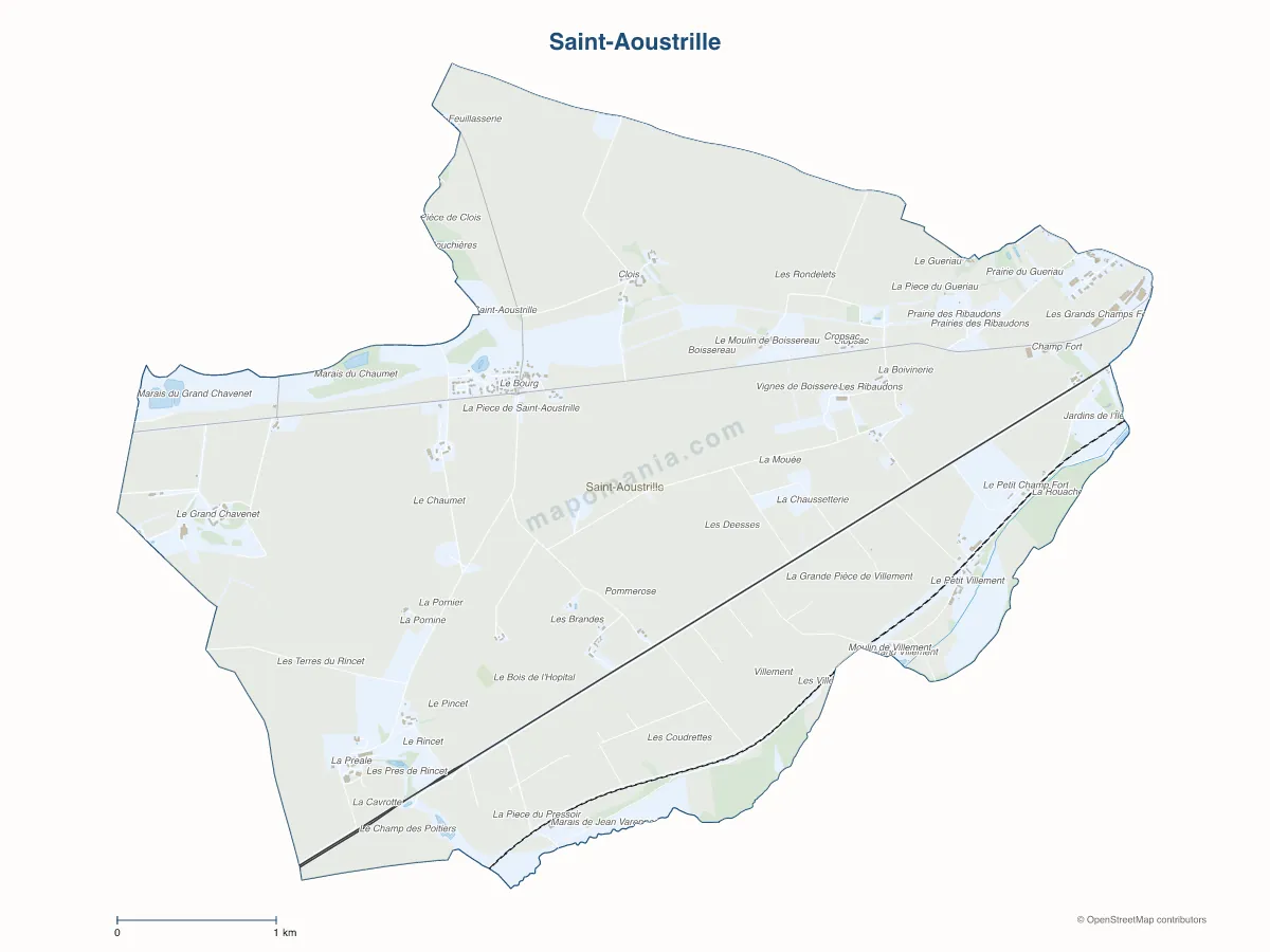Carte de Saint-Aoustrille à personnaliser