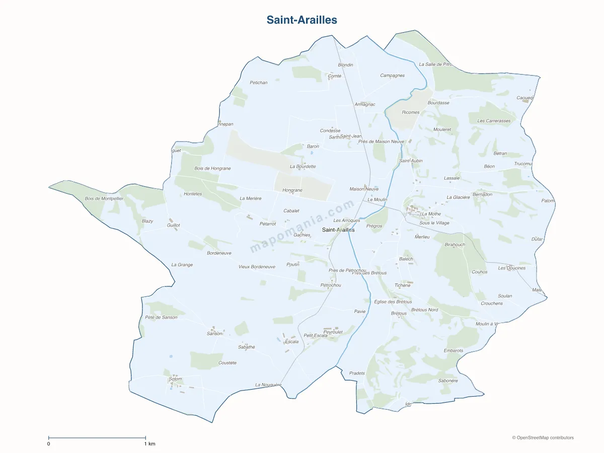Carte de Saint-Arailles à personnaliser