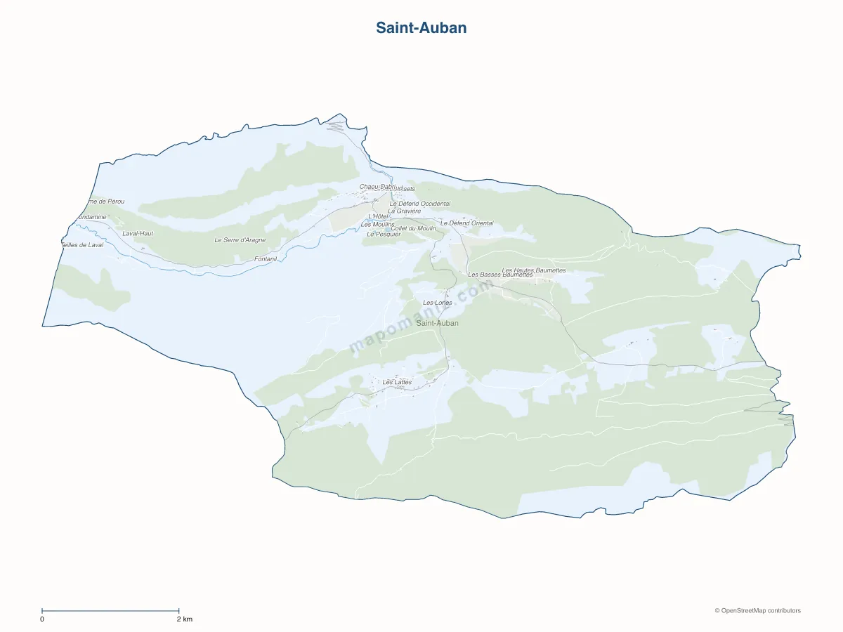 Carte de Saint-Auban à personnaliser