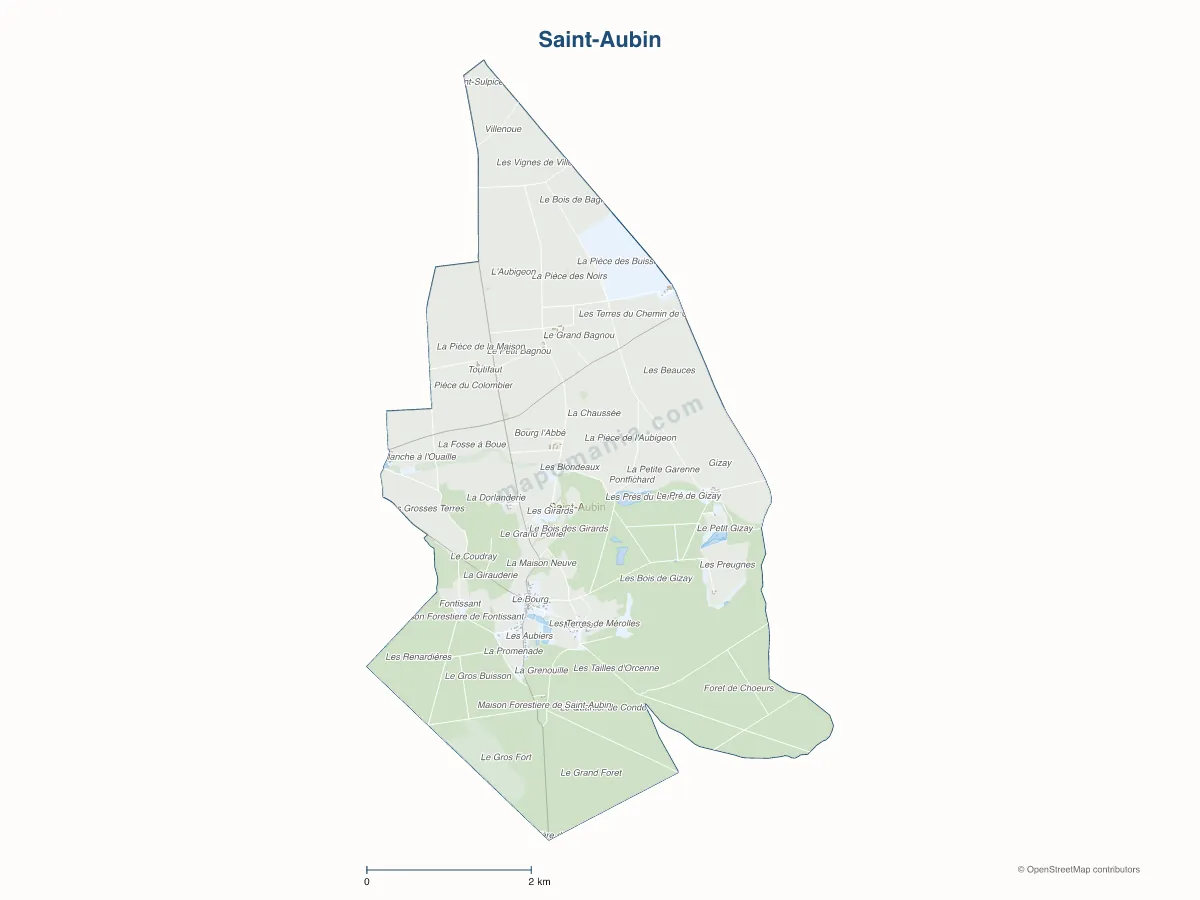 Carte de Saint-Aubin à personnaliser