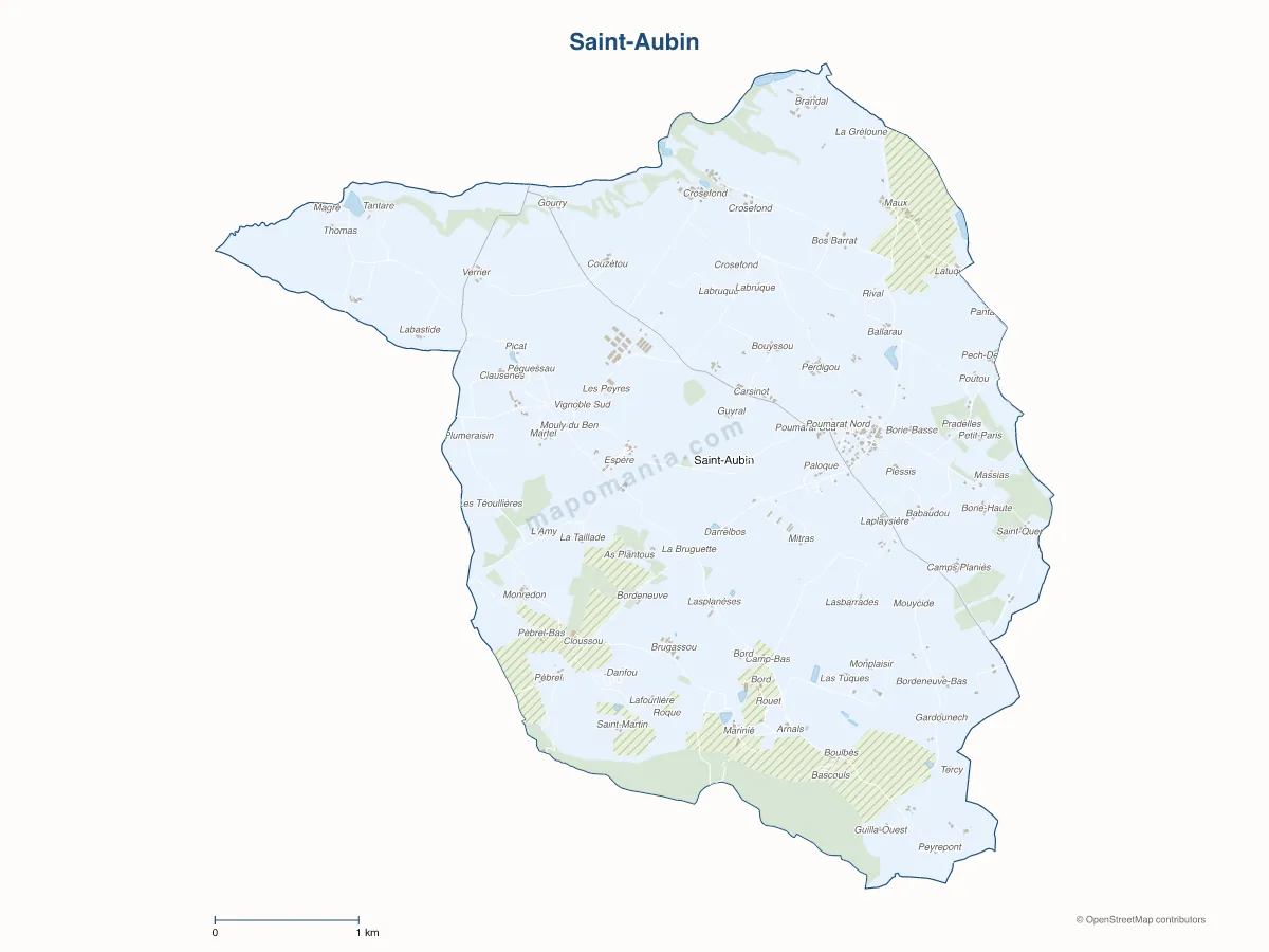 Carte de Saint-Aubin à personnaliser