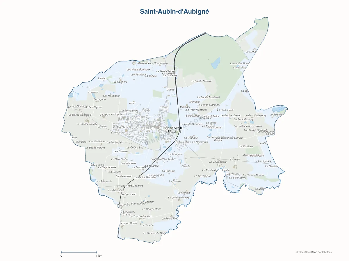 Carte de Saint-Aubin-d'Aubigné à personnaliser