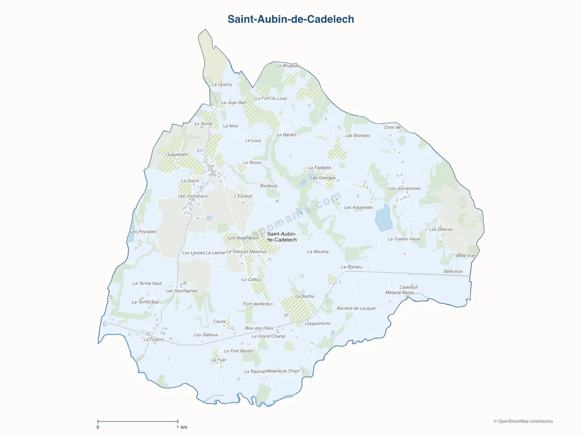 Carte de Saint-Aubin-de-Cadelech à personnaliser