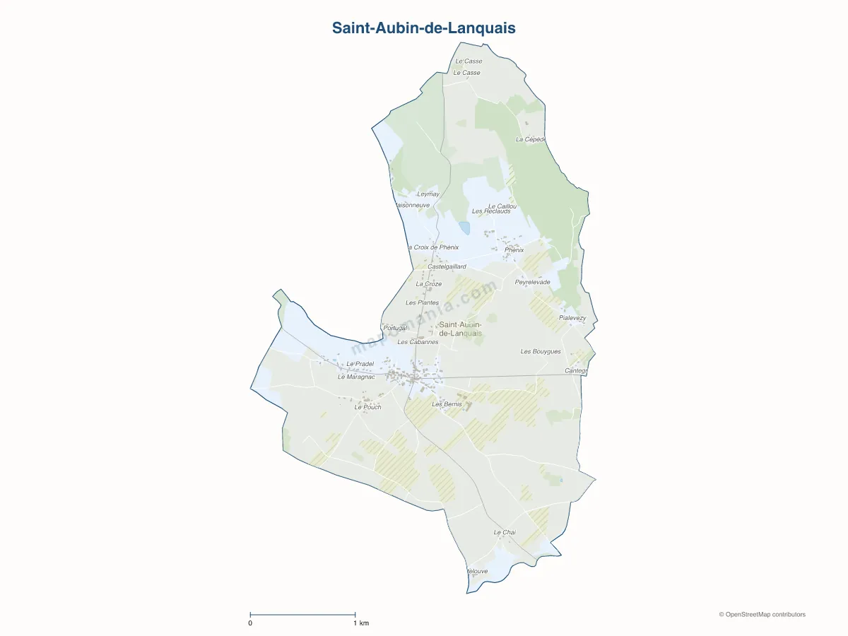 Carte de Saint-Aubin-de-Lanquais à personnaliser