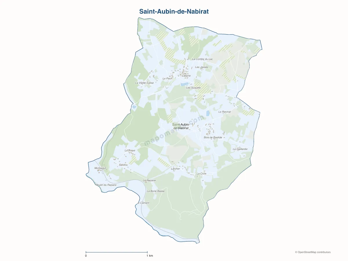 Carte de Saint-Aubin-de-Nabirat à personnaliser