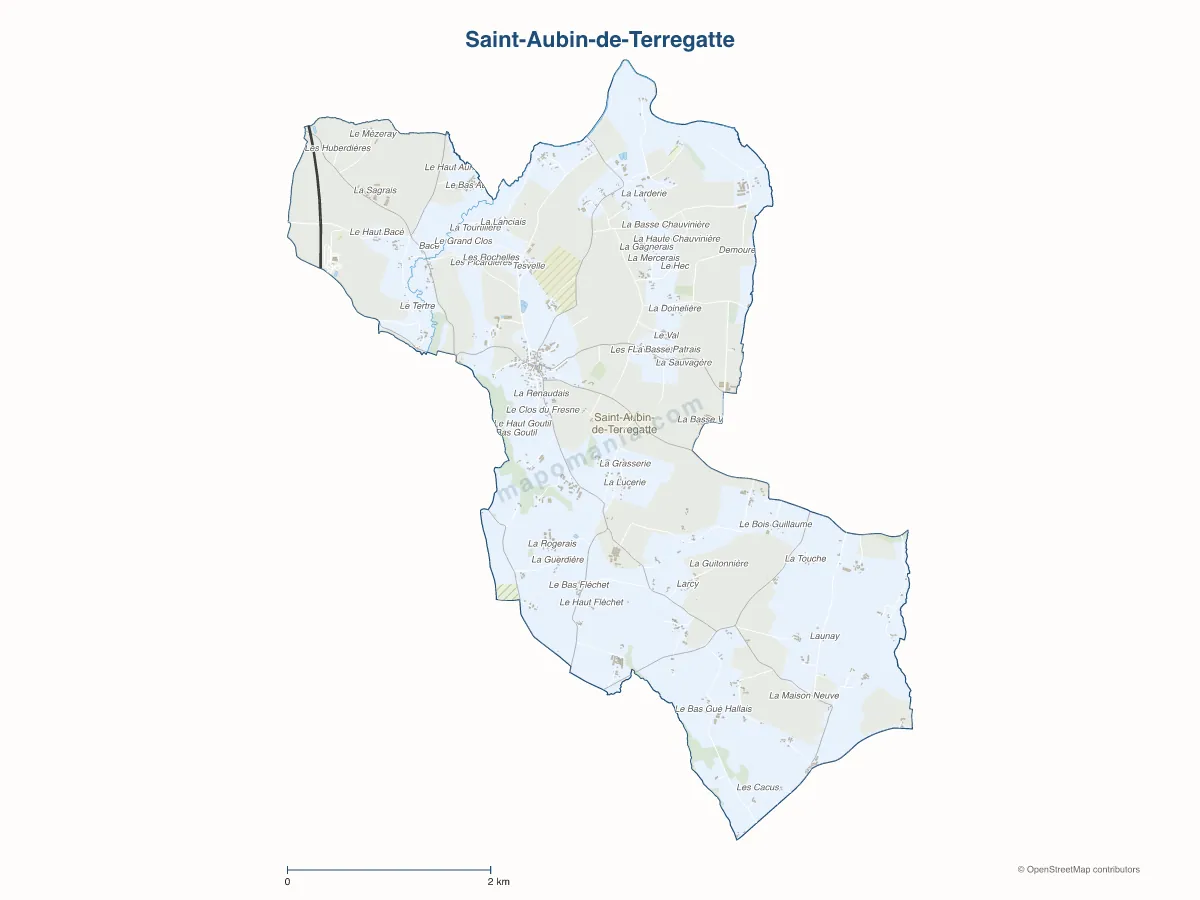 Carte de Saint-Aubin-de-Terregatte à personnaliser