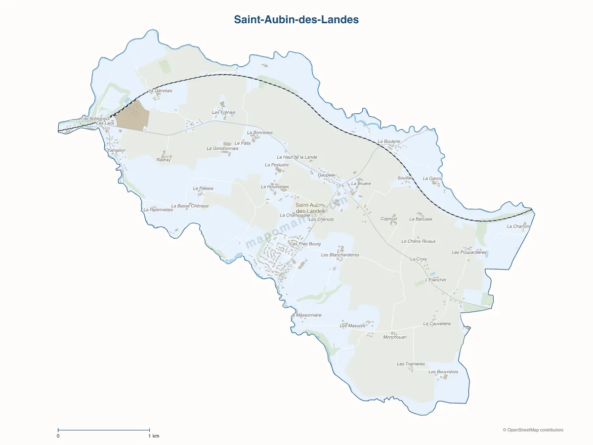 Carte de Saint-Aubin-des-Landes à personnaliser
