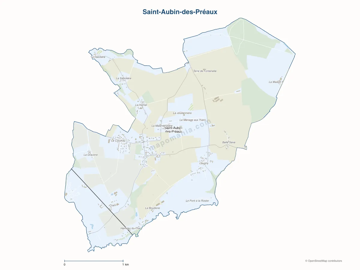 Carte de Saint-Aubin-des-Préaux à personnaliser