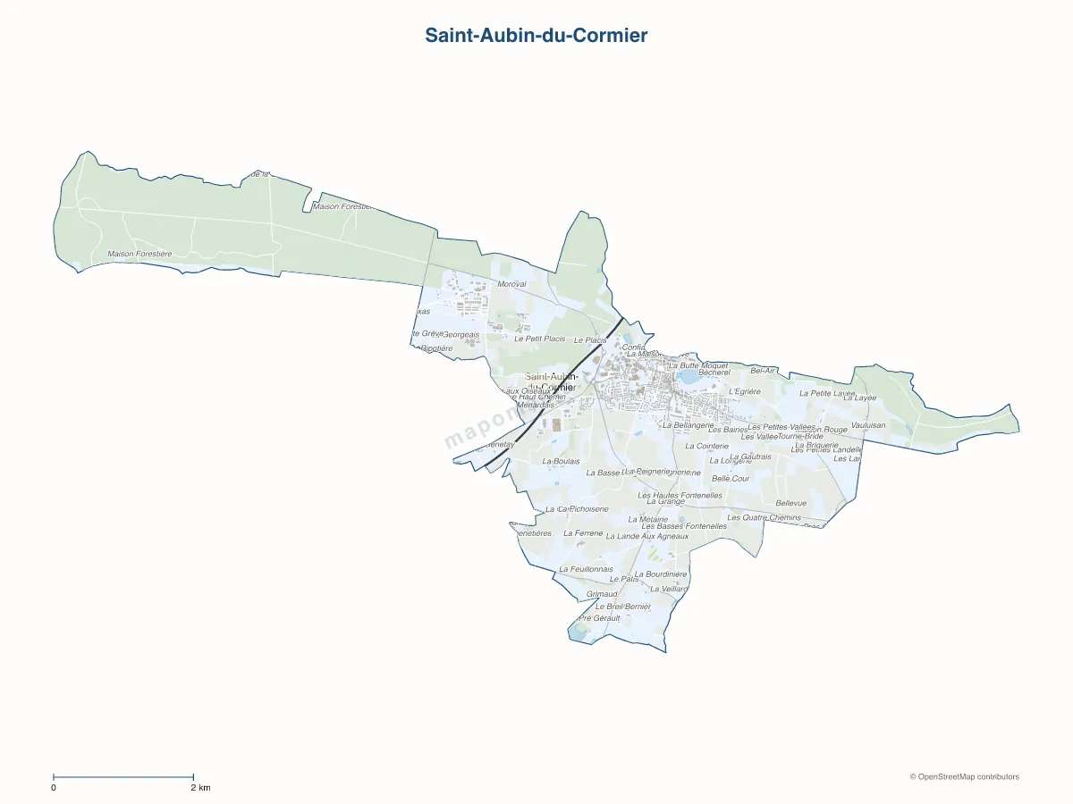 Carte de Saint-Aubin-du-Cormier à personnaliser
