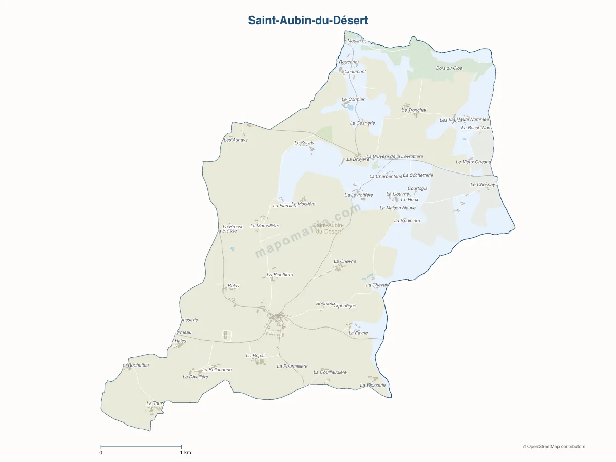 Carte de Saint-Aubin-du-Désert à personnaliser