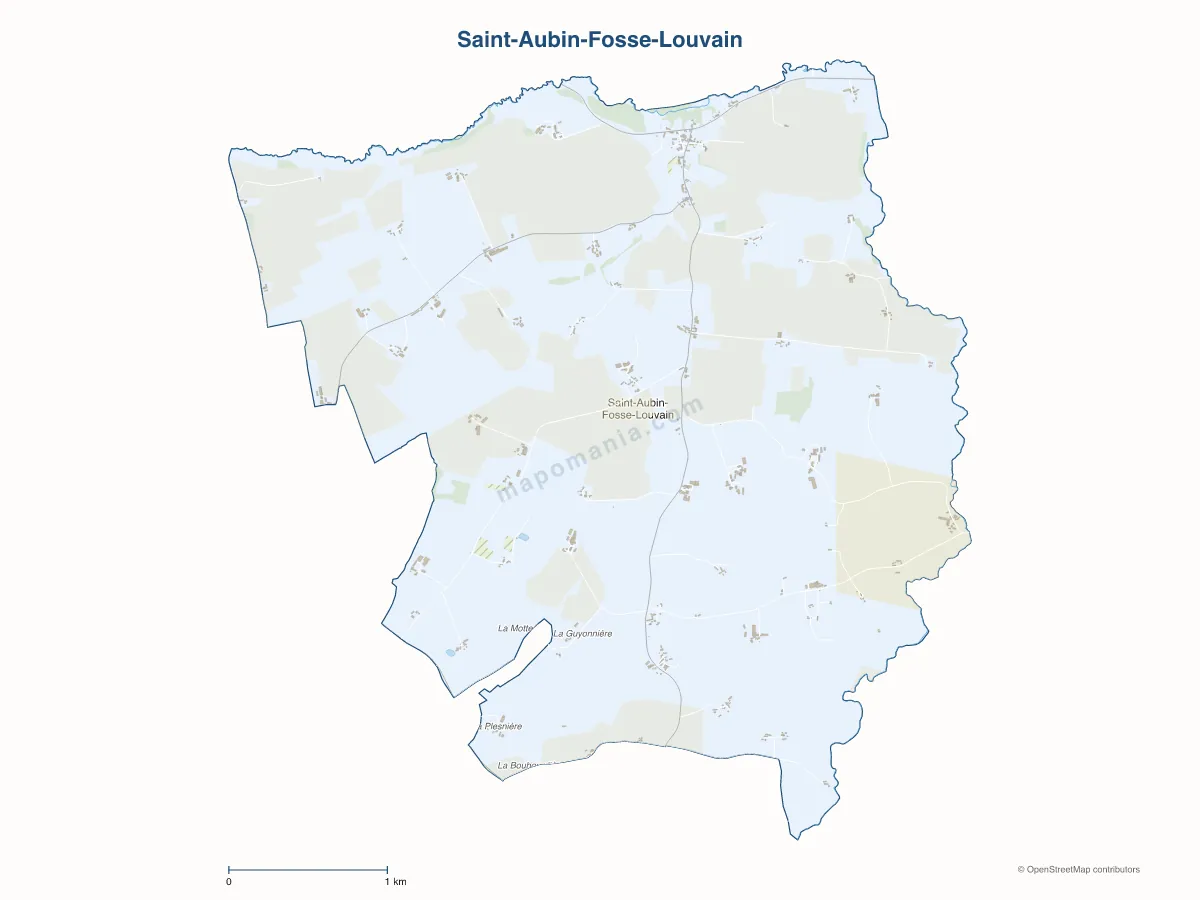 Carte de Saint-Aubin-Fosse-Louvain à personnaliser