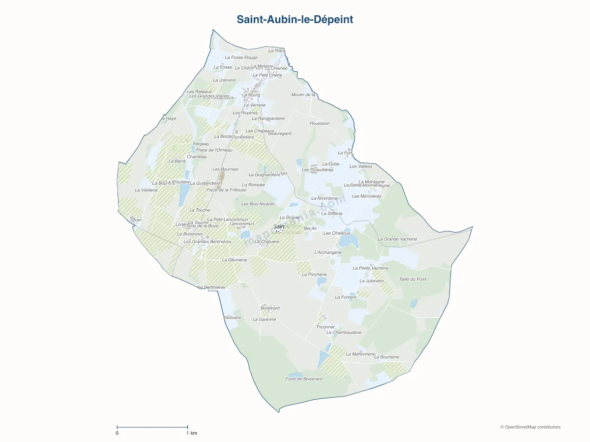 Carte de Saint-Aubin-le-Dépeint à personnaliser