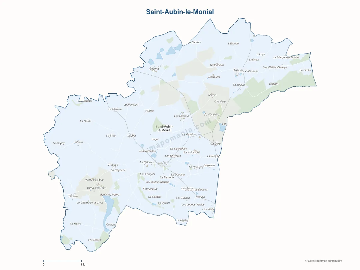 Carte de Saint-Aubin-le-Monial à personnaliser