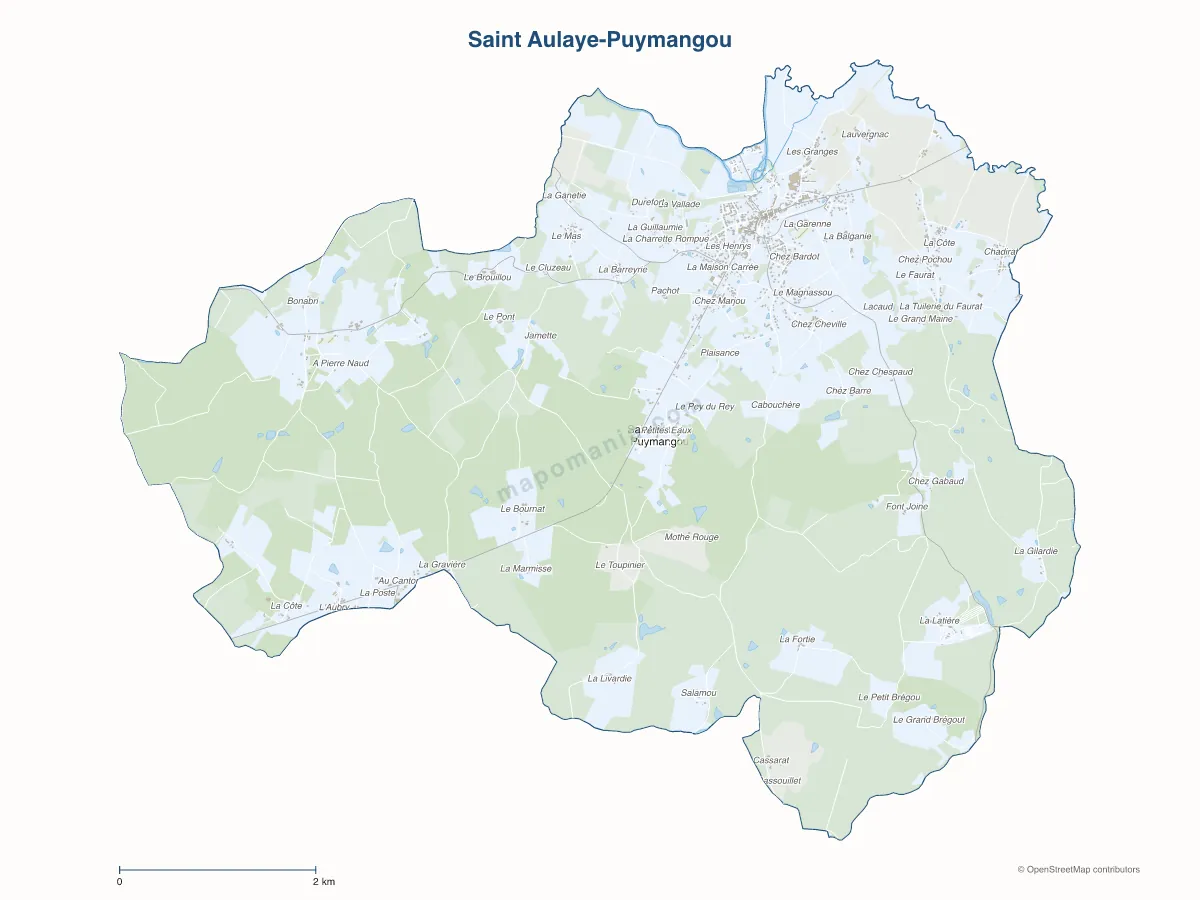 Carte de Saint Aulaye-Puymangou à personnaliser
