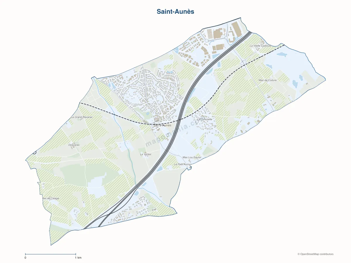 Carte de Saint-Aunès à personnaliser