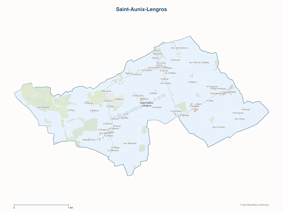 Carte de Saint-Aunix-Lengros à personnaliser