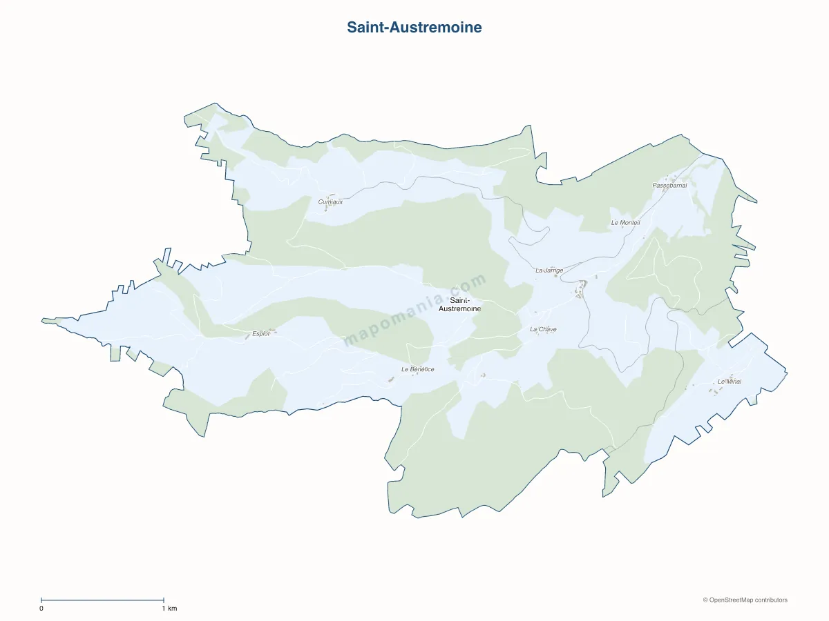 Carte de Saint-Austremoine à personnaliser