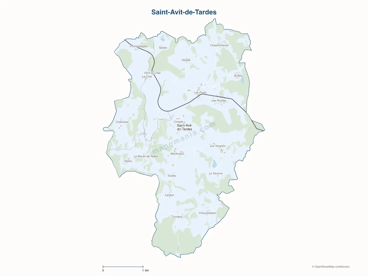 Carte de Saint-Avit-de-Tardes à personnaliser