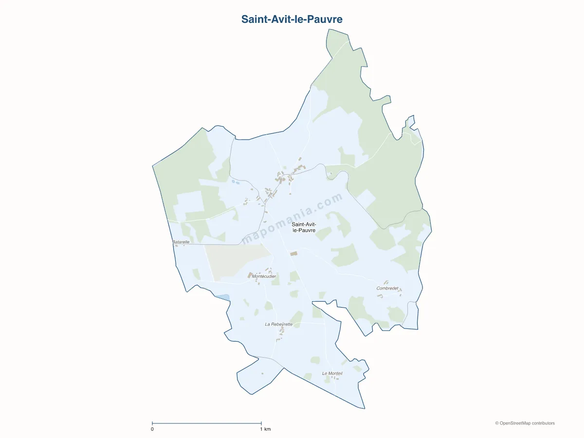 Carte de Saint-Avit-le-Pauvre à personnaliser