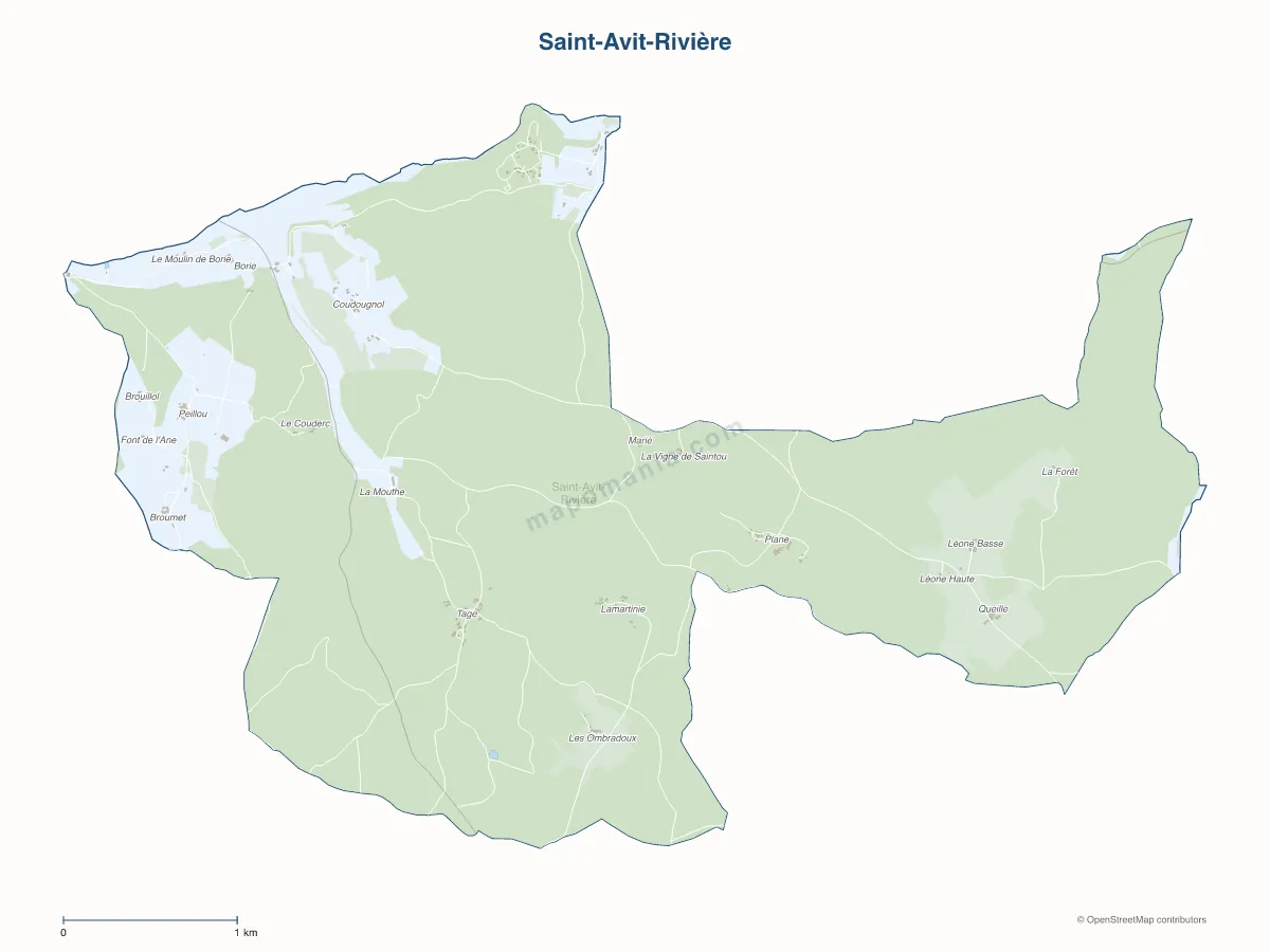 Carte de Saint-Avit-Rivière à personnaliser
