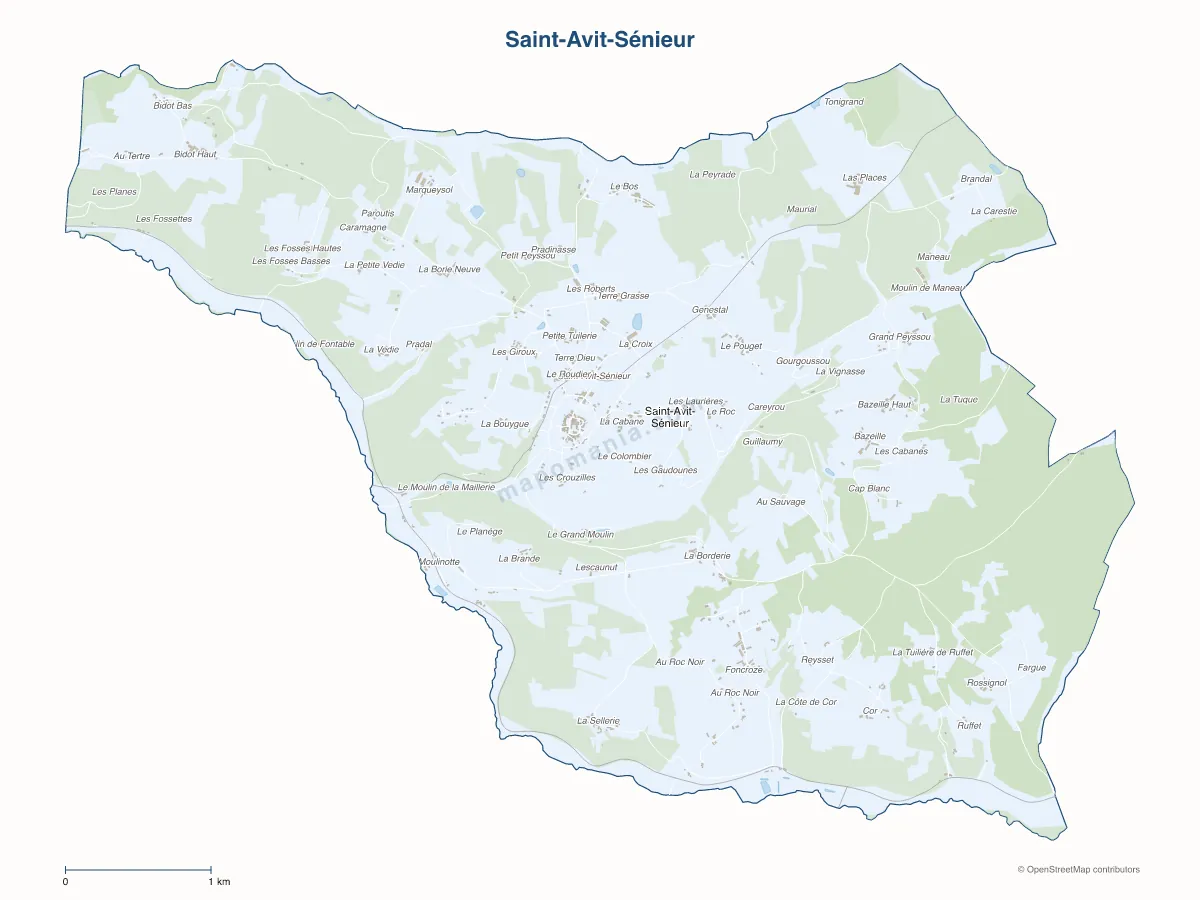 Carte de Saint-Avit-Sénieur à personnaliser