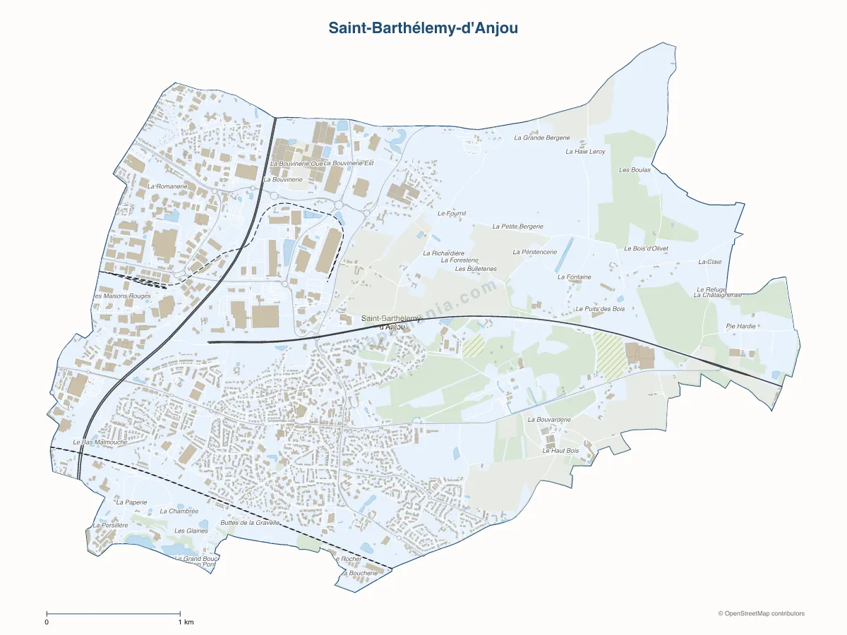 Carte de Saint-Barthélemy-d'Anjou à personnaliser