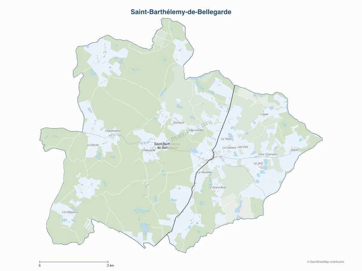 Carte de Saint-Barthélemy-de-Bellegarde à personnaliser