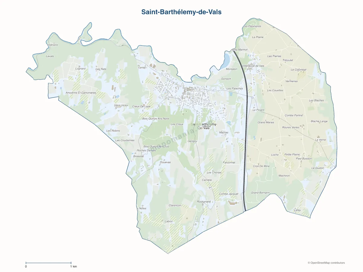 Carte de Saint-Barthélemy-de-Vals à personnaliser