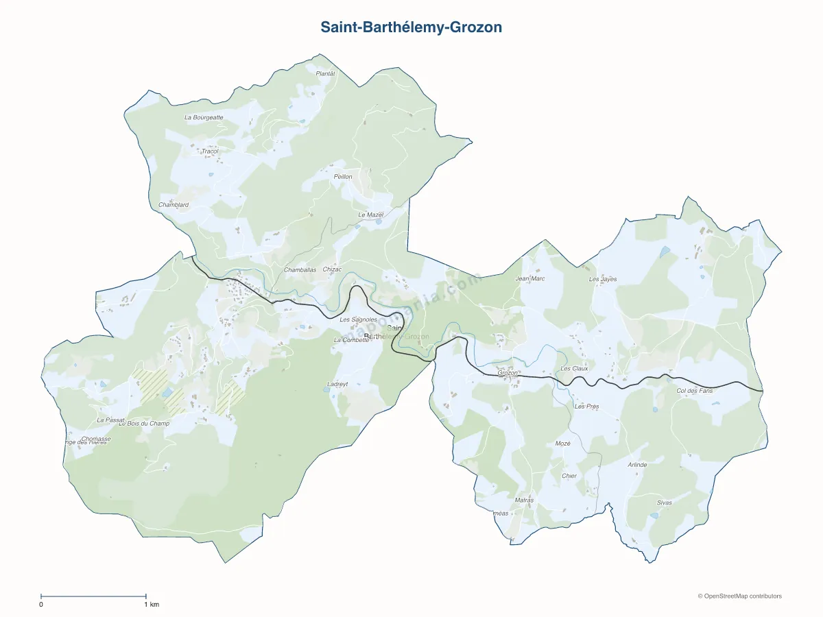 Carte de Saint-Barthélemy-Grozon à personnaliser