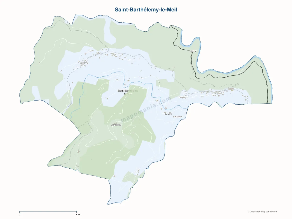 Carte de Saint-Barthélemy-le-Meil à personnaliser