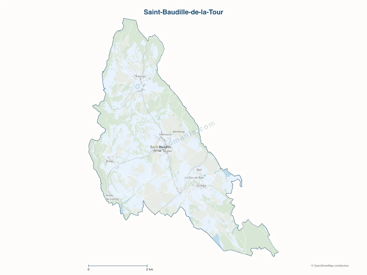 Carte de Saint-Baudille-de-la-Tour à personnaliser