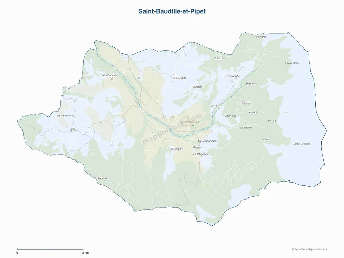 Carte de Saint-Baudille-et-Pipet à personnaliser
