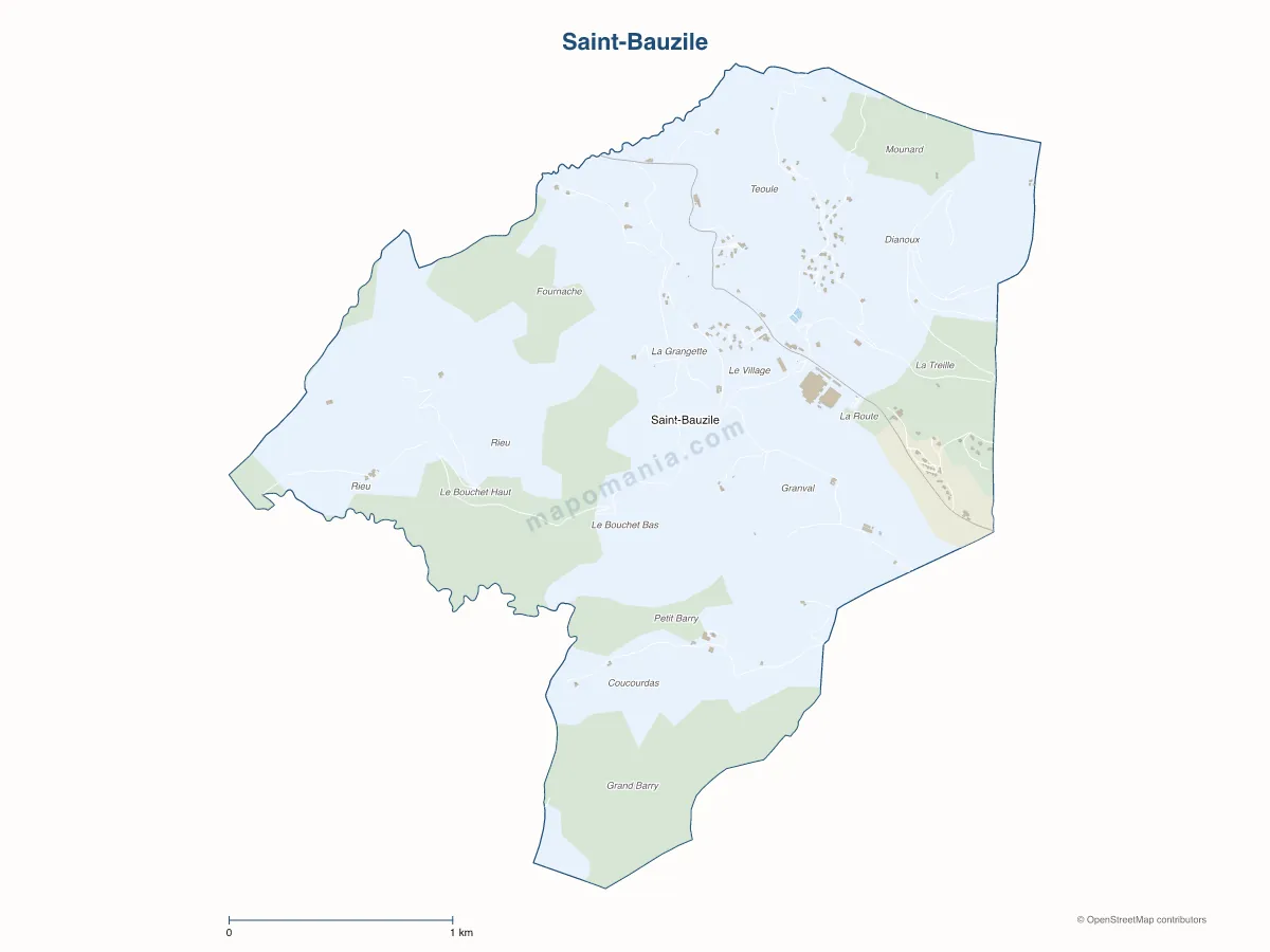 Carte de Saint-Bauzile à personnaliser