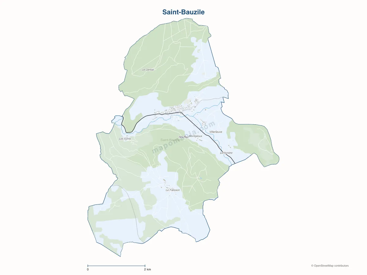 Carte de Saint-Bauzile à personnaliser