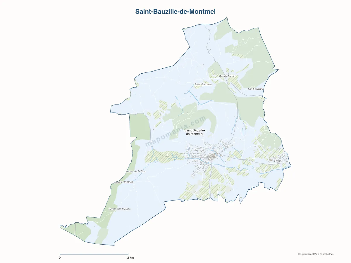 Carte de Saint-Bauzille-de-Montmel à personnaliser