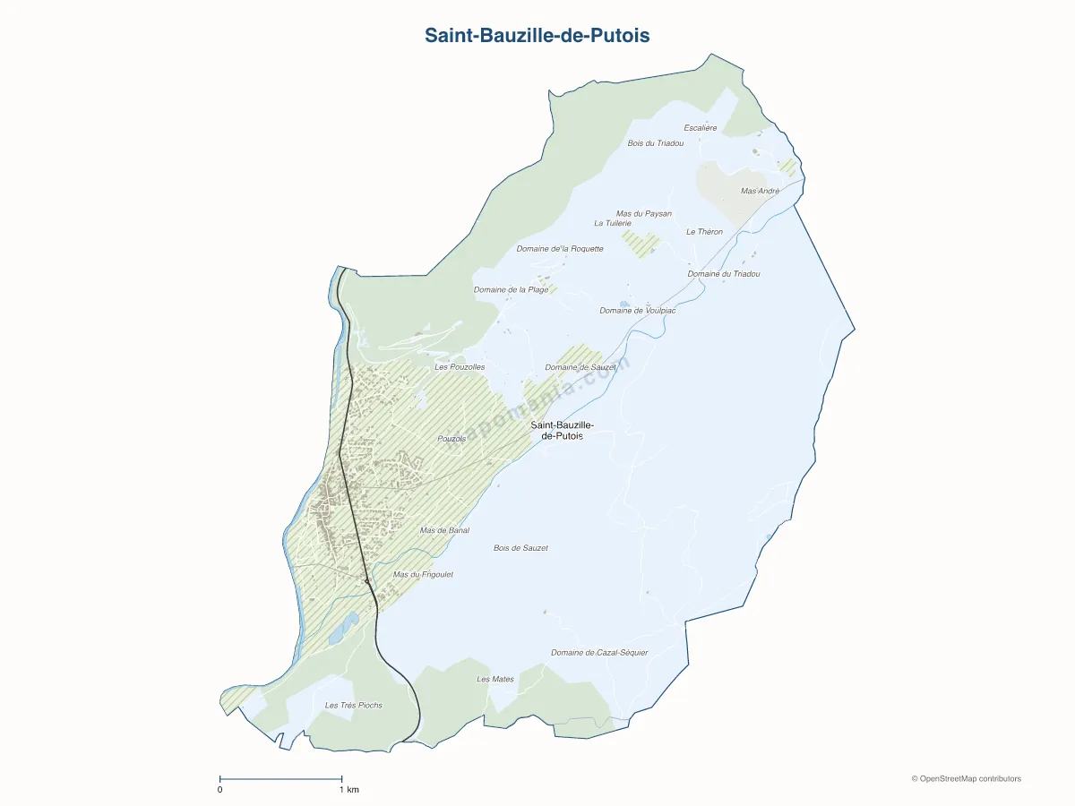 Carte de Saint-Bauzille-de-Putois à personnaliser