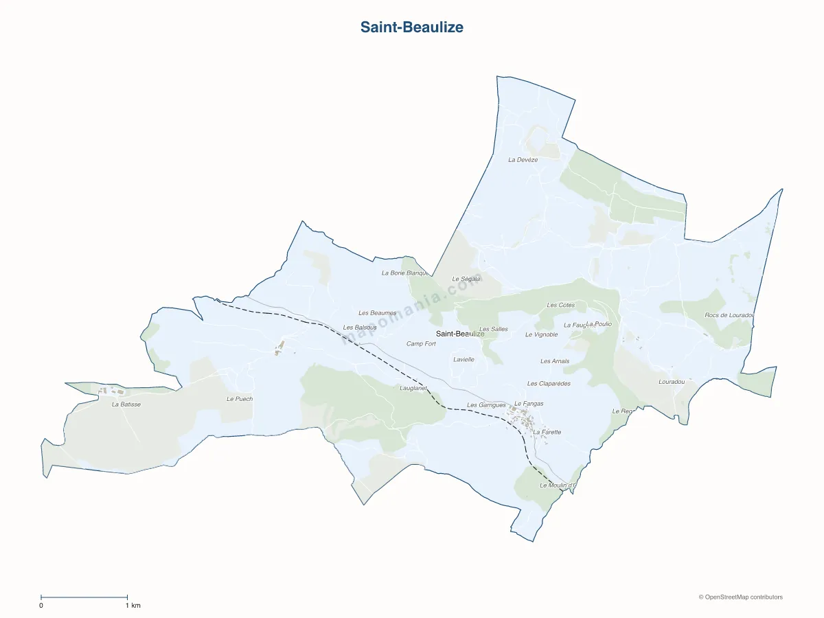 Carte de Saint-Beaulize à personnaliser