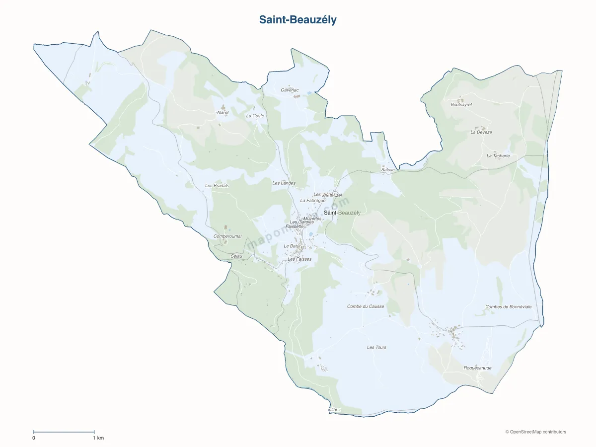Carte de Saint-Beauzély à personnaliser