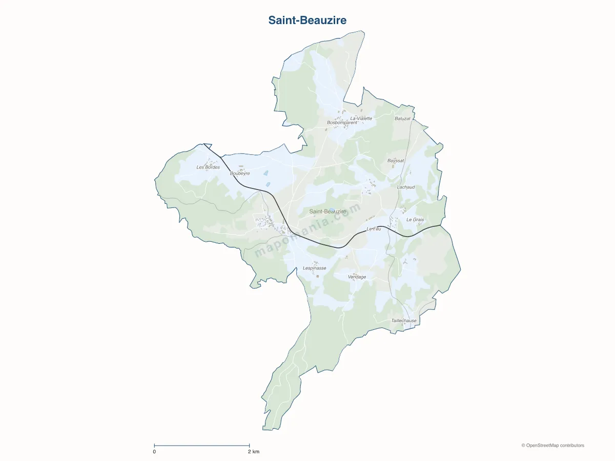 Carte de Saint-Beauzire à personnaliser