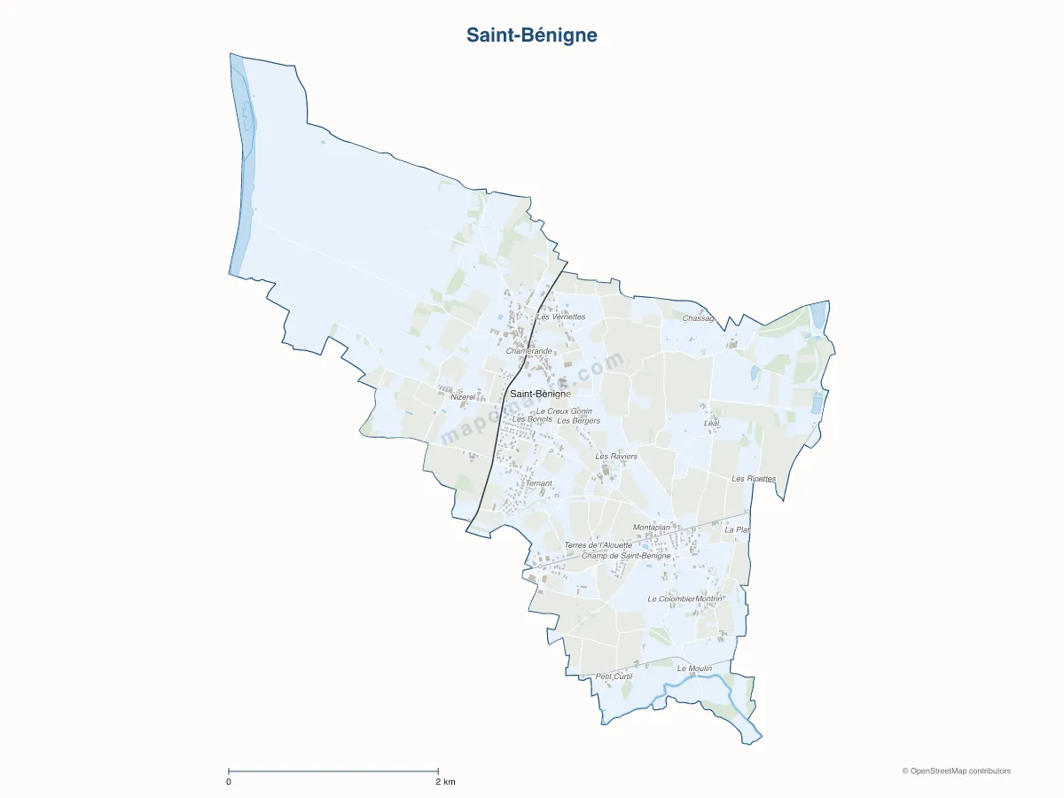 Carte de Saint-Bénigne à personnaliser