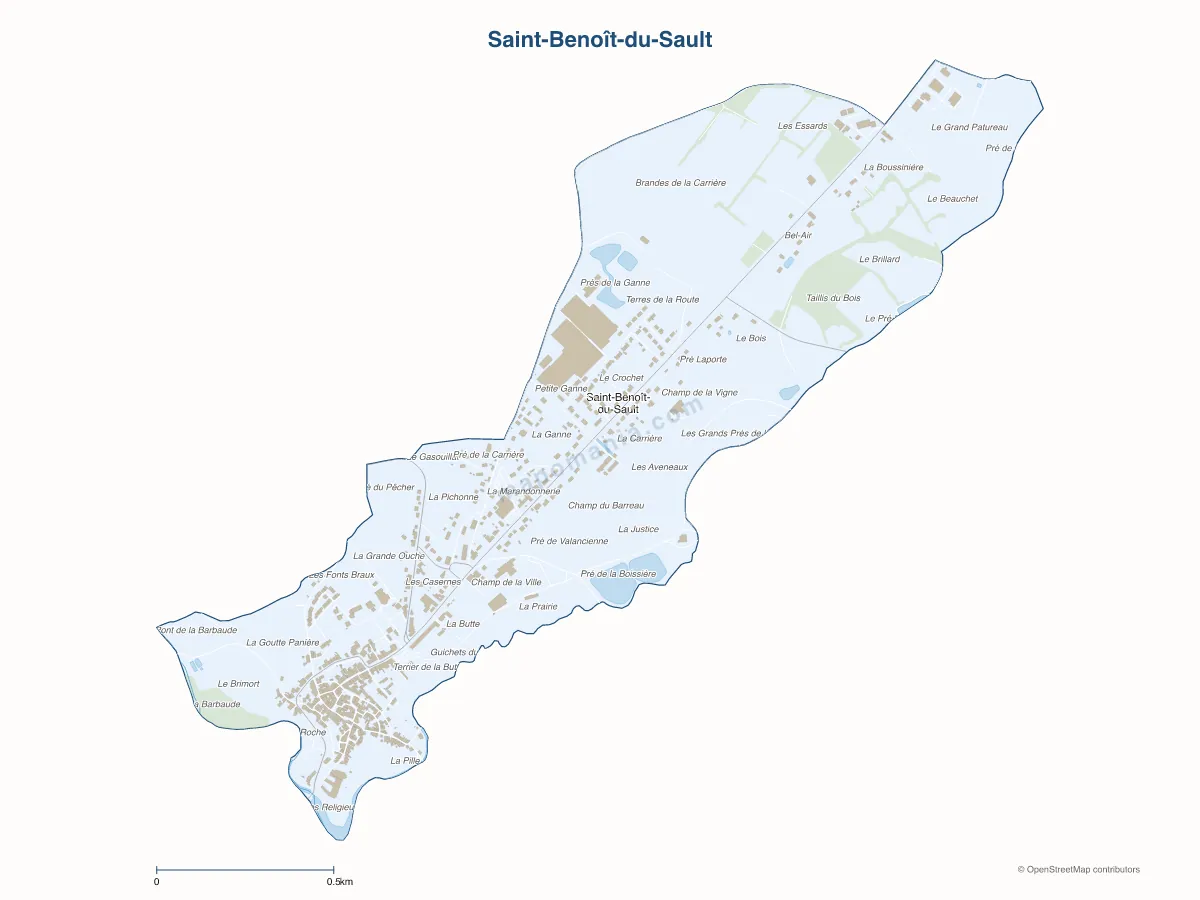 Carte de Saint-Benoît-du-Sault à personnaliser