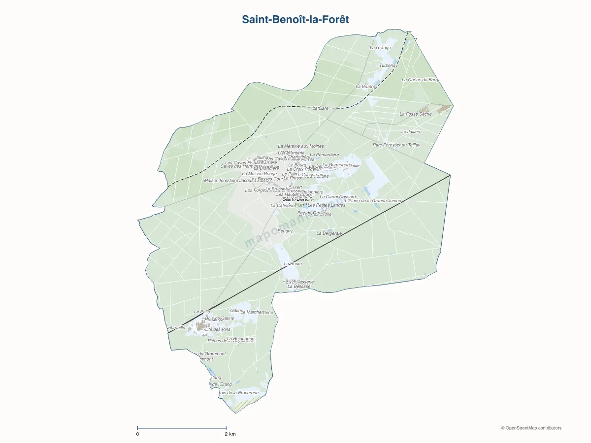 Carte de Saint-Benoît-la-Forêt à personnaliser
