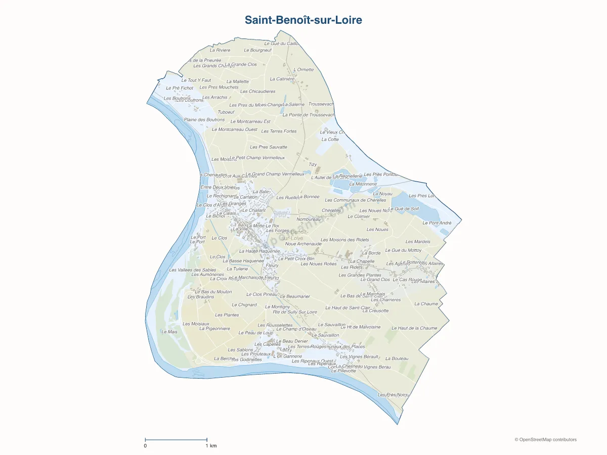 Carte de Saint-Benoît-sur-Loire à personnaliser