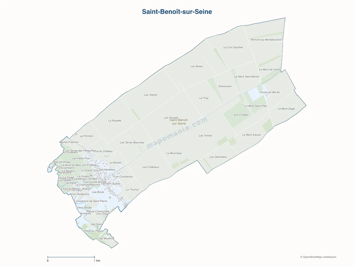 Carte de Saint-Benoît-sur-Seine à personnaliser