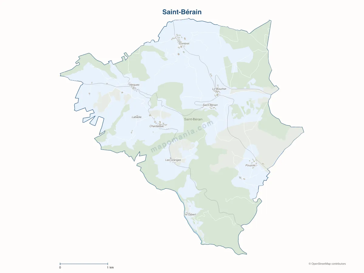 Carte de Saint-Bérain à personnaliser