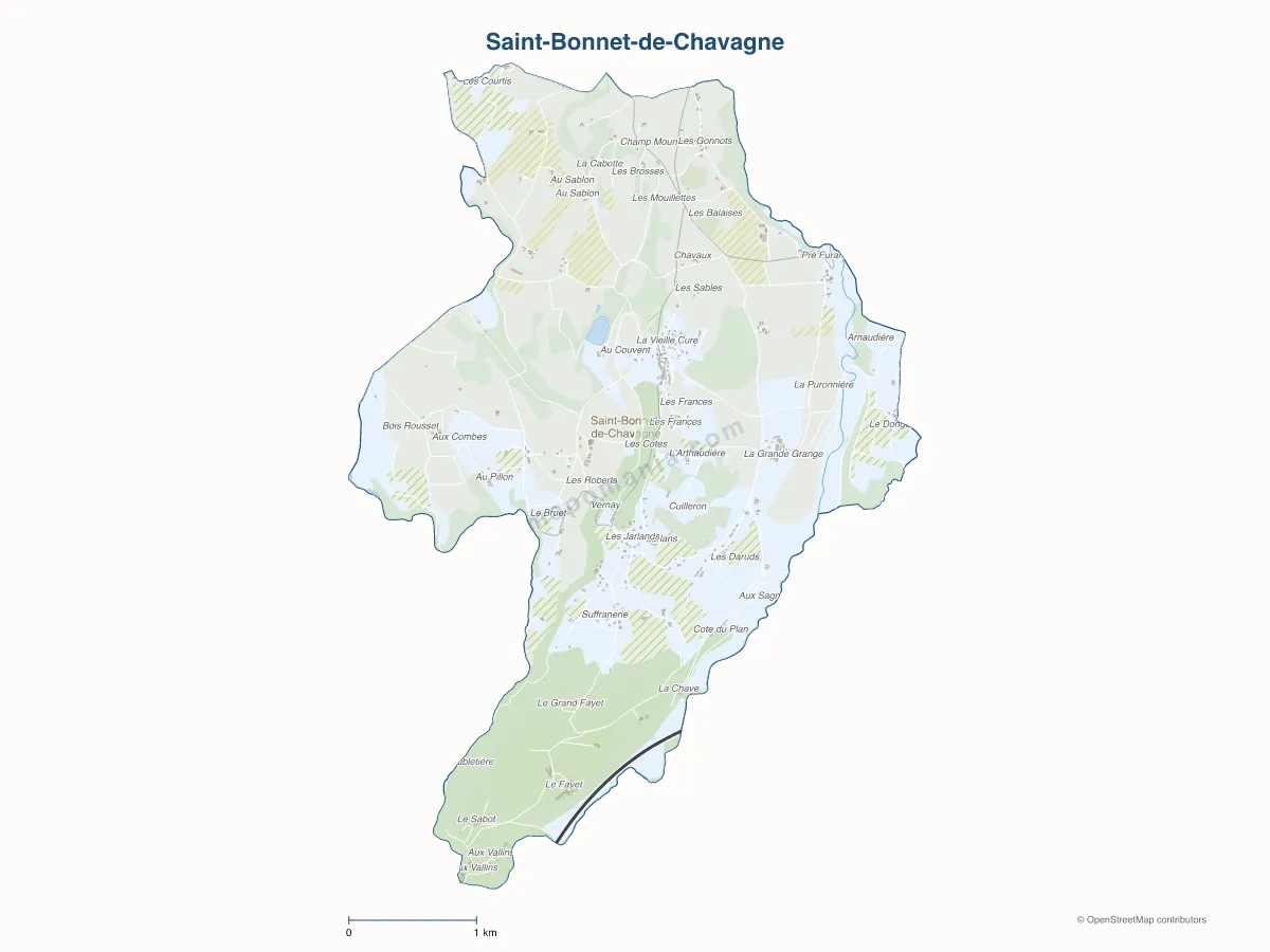 Carte de Saint-Bonnet-de-Chavagne à personnaliser